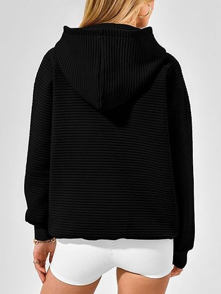 Casual Hoodie Plain Sweatshirt Split Joint