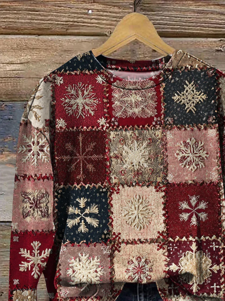 Casual Crew Neck Christmas Sweatshirt Printing