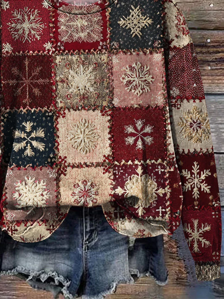 Casual Crew Neck Christmas Sweatshirt Printing