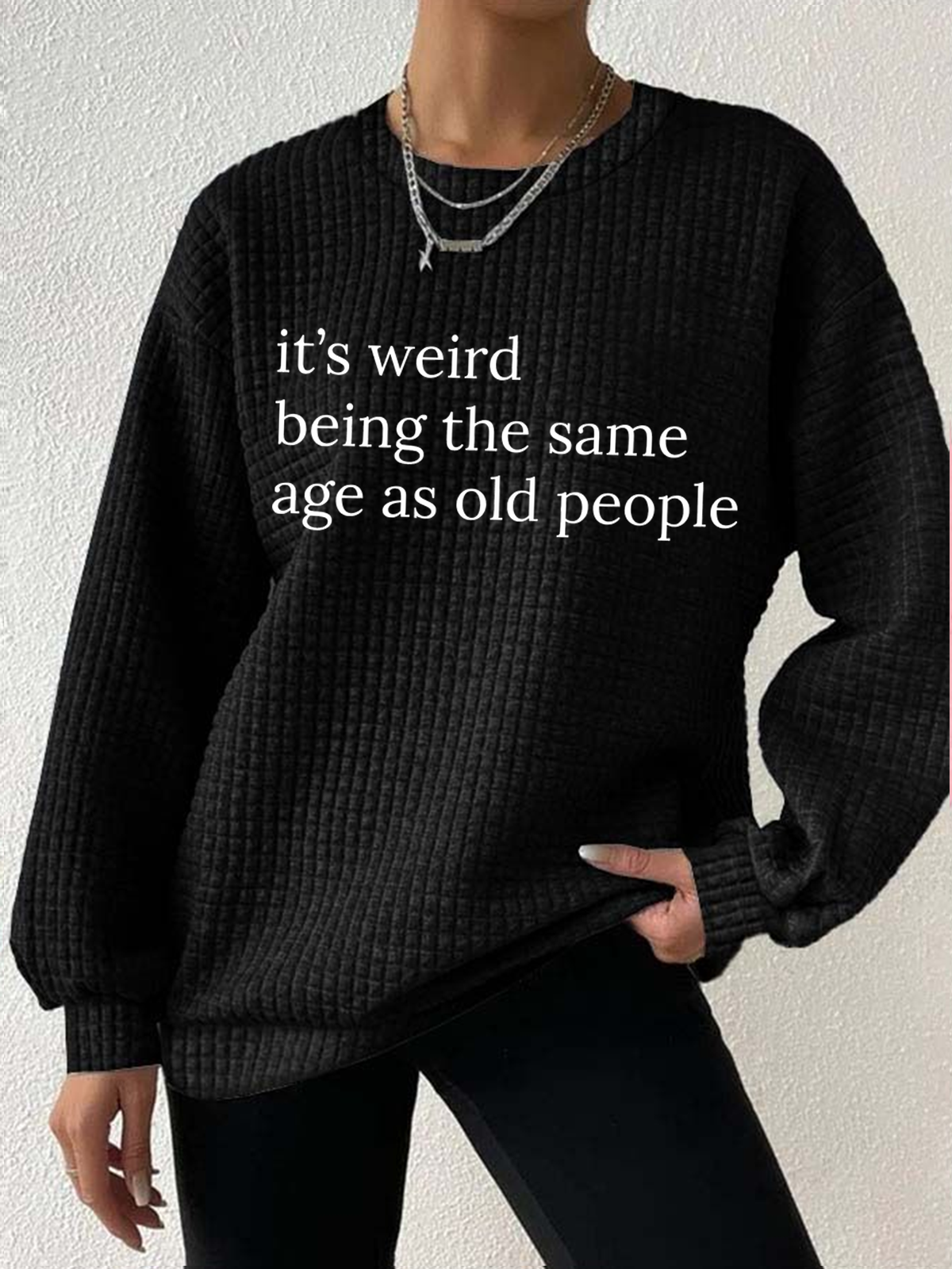 Casual Crew Neck Text Letters Sweatshirt