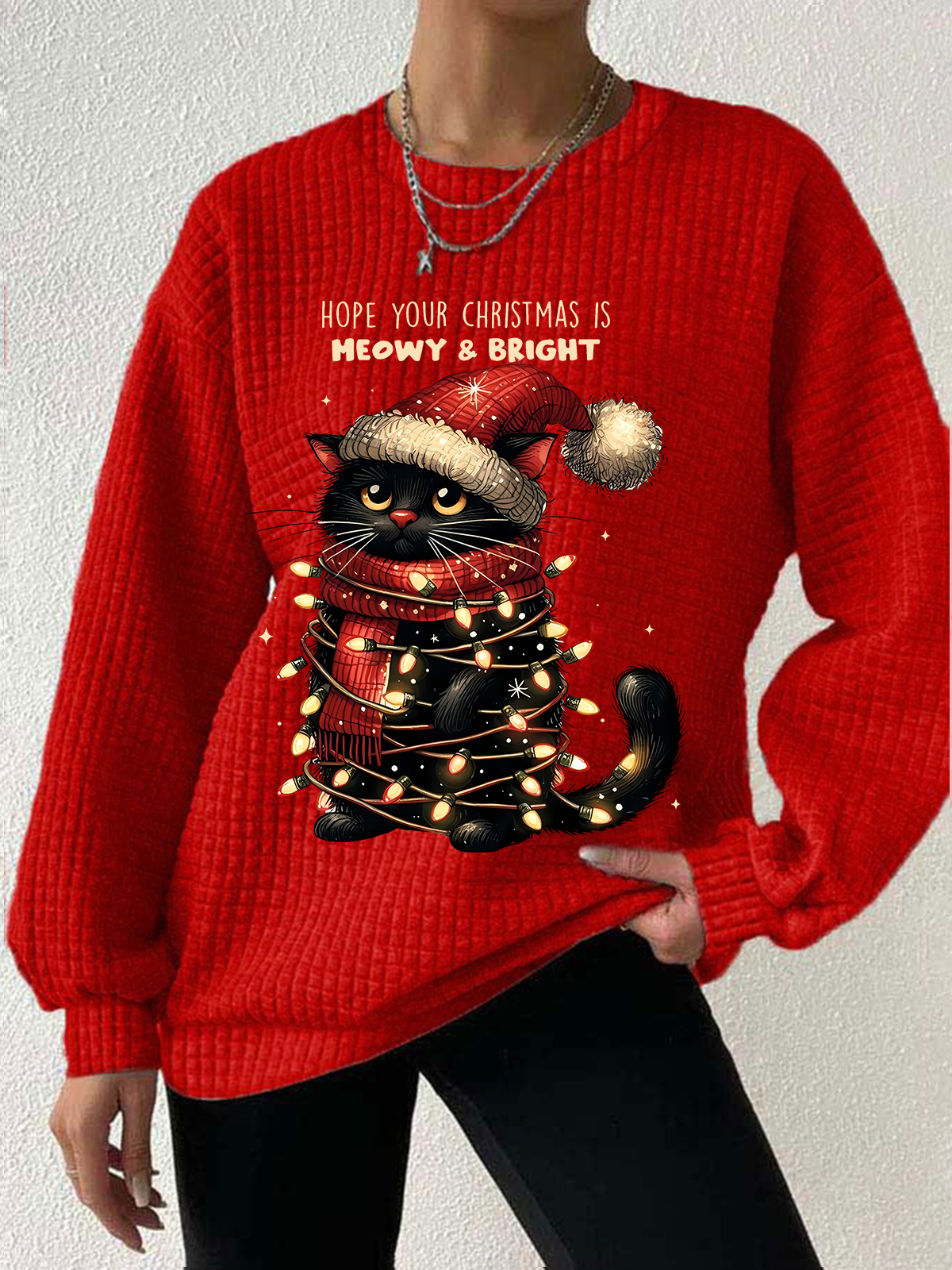 Casual Crew Neck Christmas Sweatshirt
