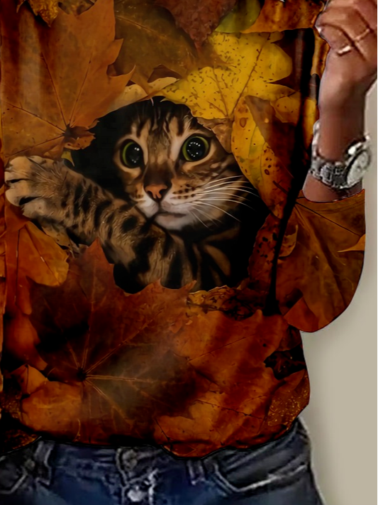 Vintage Animal Crew Neck Long Sleeve T-shirt