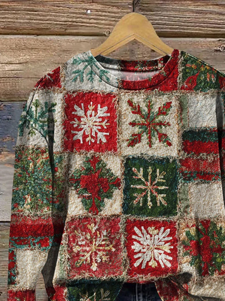 Casual Crew Neck Christmas Sweatshirt Printing