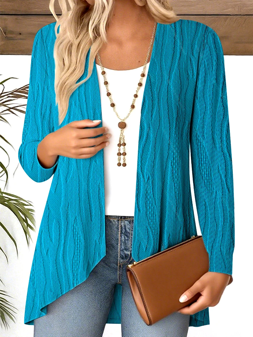 V Neck Long Sleeve Plain Regular Micro-Elasticity Regular Fit Blouse For Women