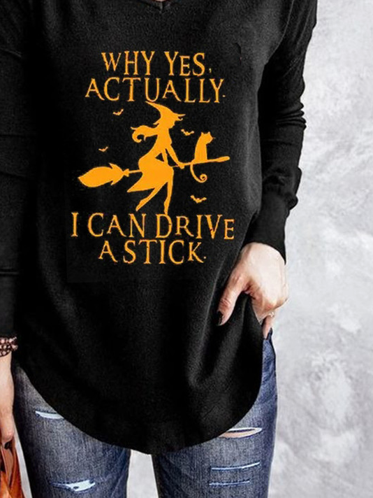 V Neck Long Sleeve Halloween Regular Micro-Elasticity Loose Blouse For Women