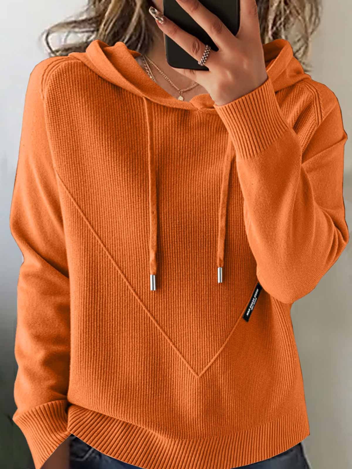 Women Plain Long Sleeve Comfy Vintage Sweater