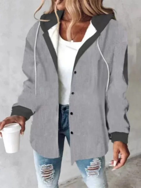 Women Spring/Fall Outerwear Vintage Printing Striped Long Sleeve Stand Collar Jacket