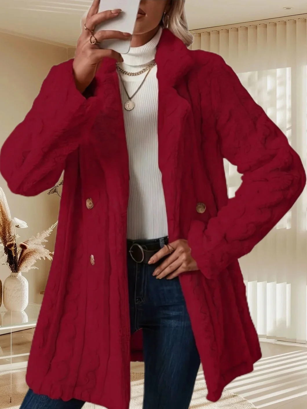 Women Winter Outerwear Casual Plain Long Sleeve Jacket