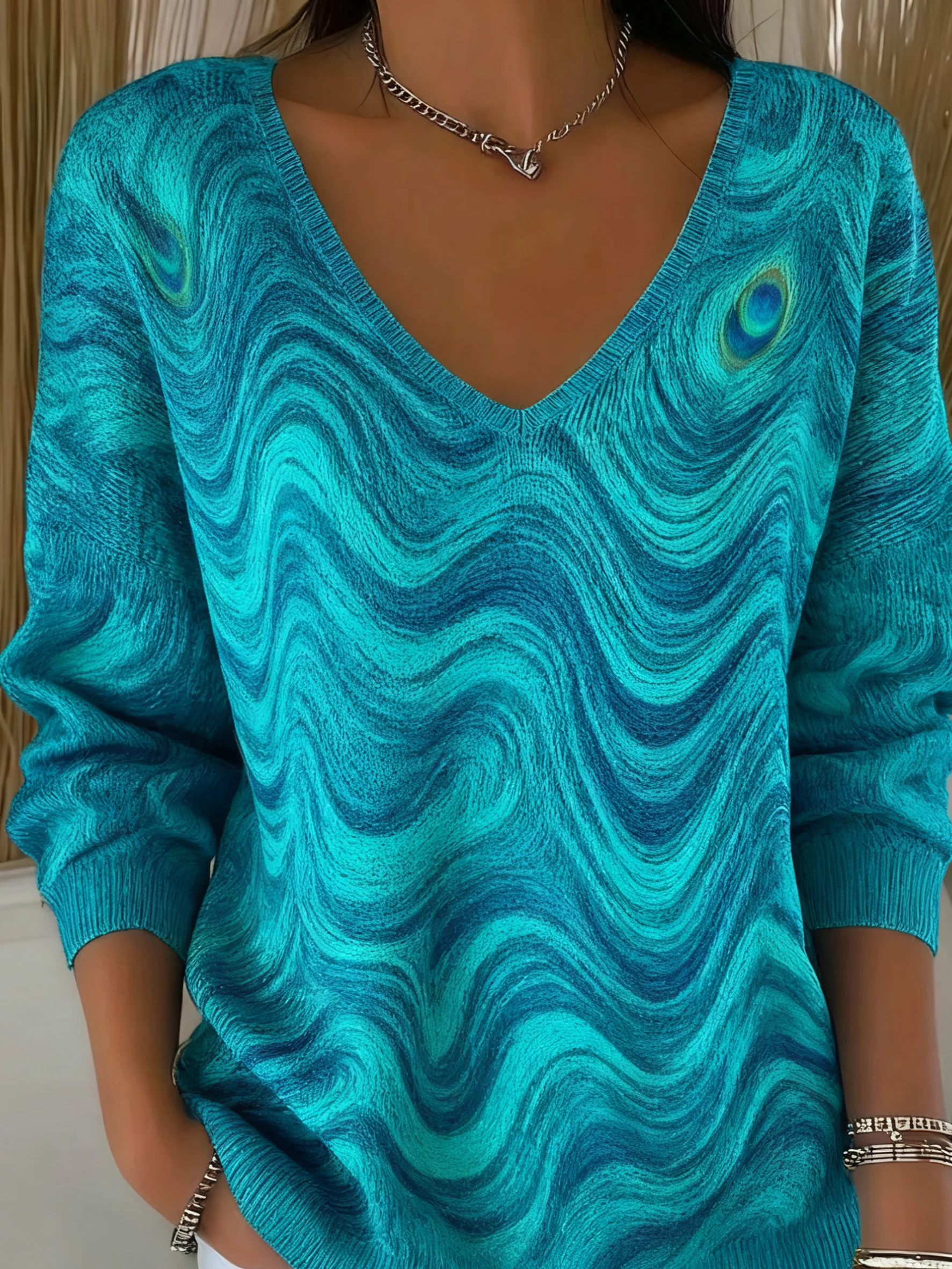 Women Cotton Ombre Long Sleeve Comfy Casual Sweater