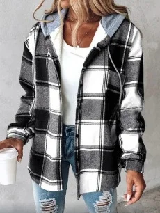 Women Spring/Fall Outerwear Vintage Printing Striped Long Sleeve Stand Collar Jacket