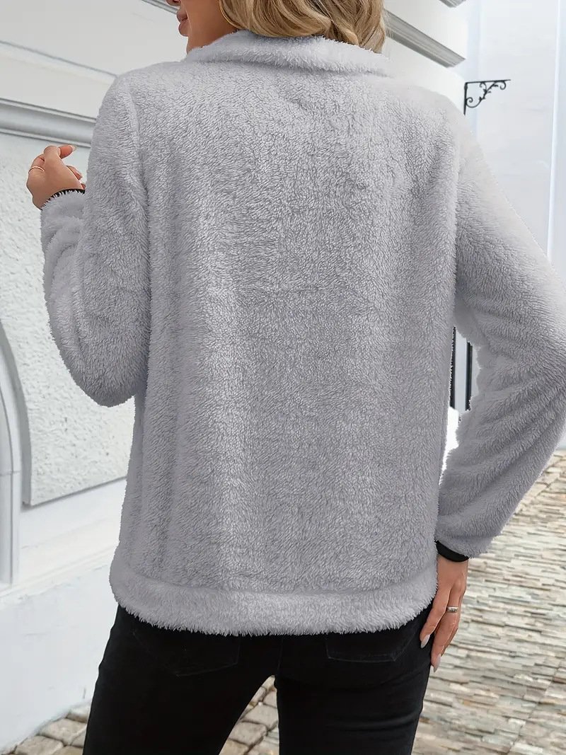 Casual V Neck Plain Sweatshirt