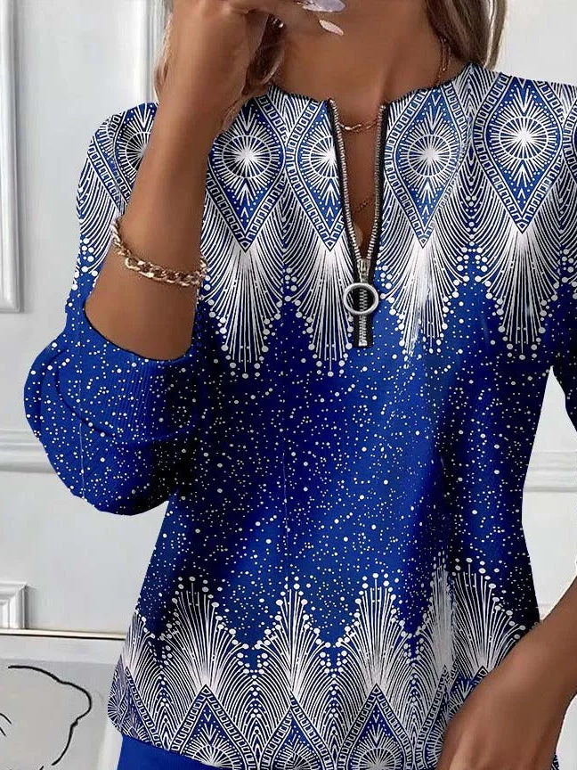 Casual Crew Neck Abstract Sweatshirt Printing