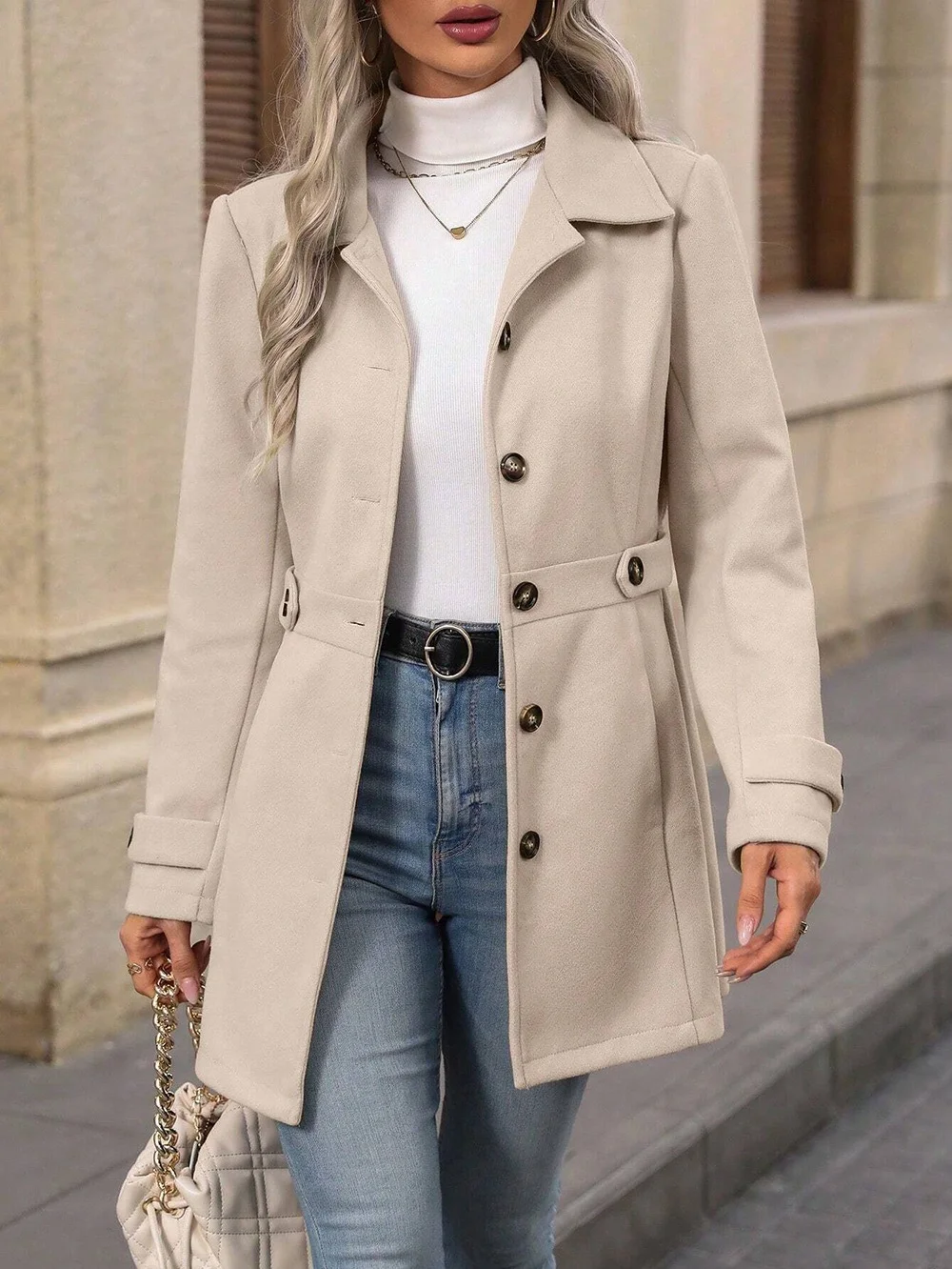 Women Spring/Fall Outerwear Casual Plain Long Sleeve Shawl Collar Jacket