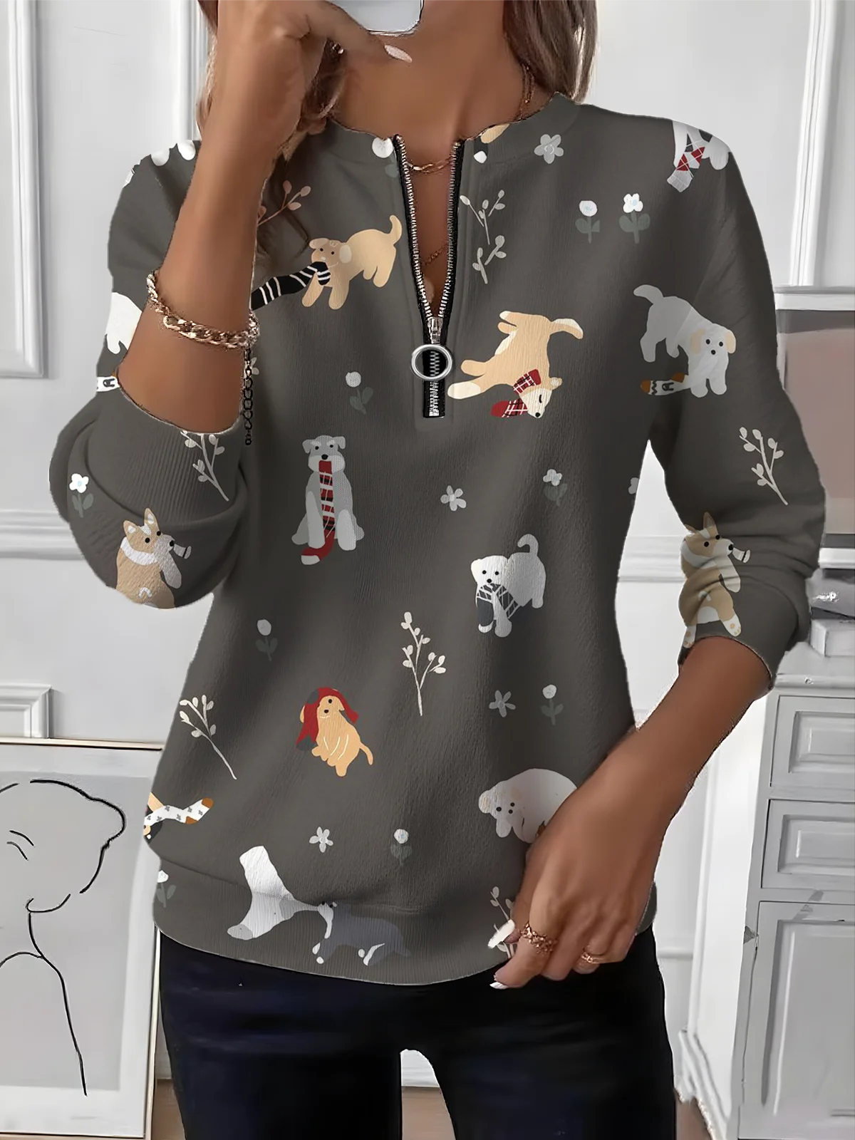 Vintage Crew Neck Animal Sweatshirt