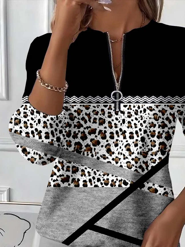 Casual Crew Neck Abstract Sweatshirt Printing