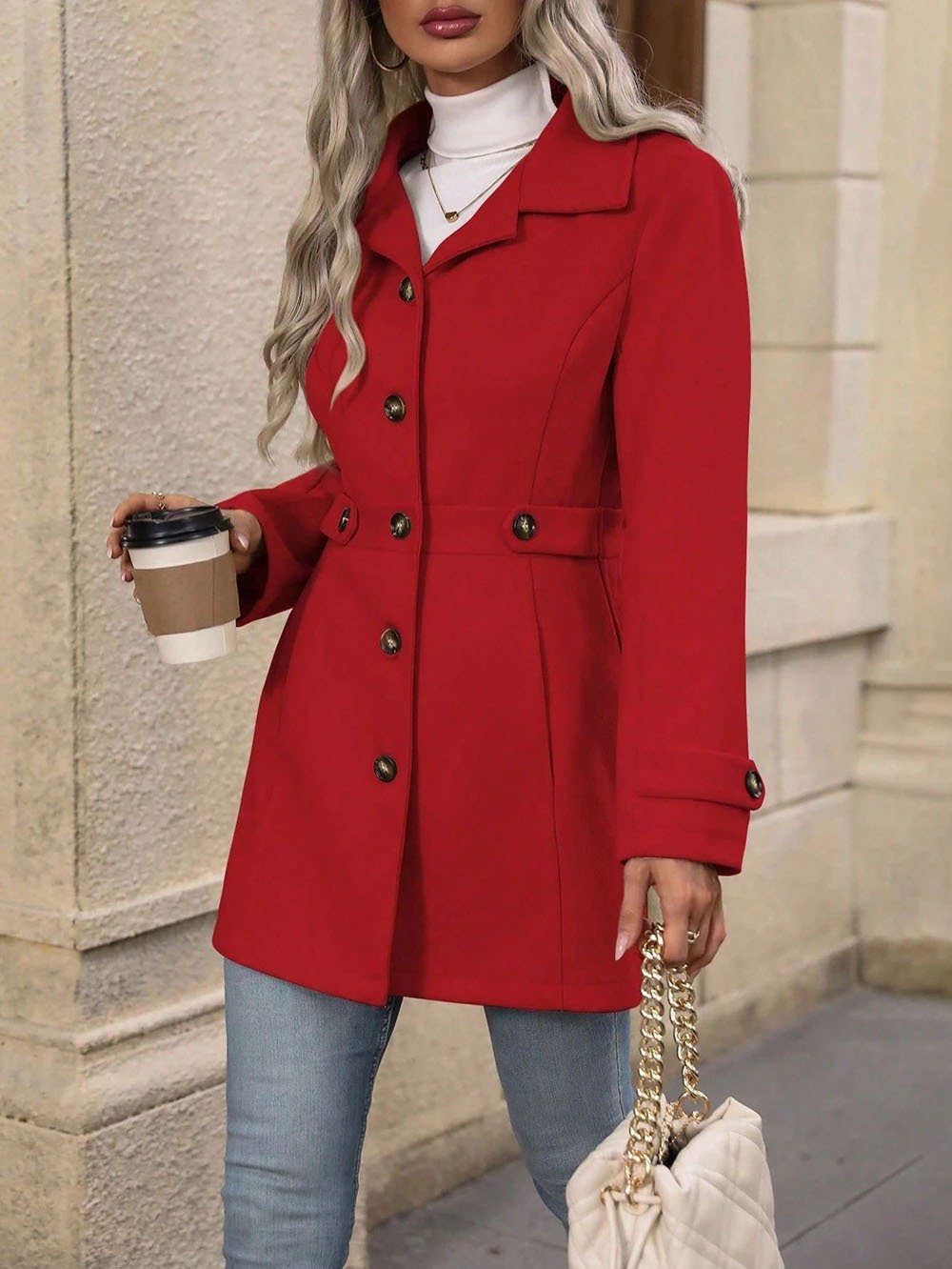 Women Spring/Fall Outerwear Casual Plain Long Sleeve Shawl Collar Jacket