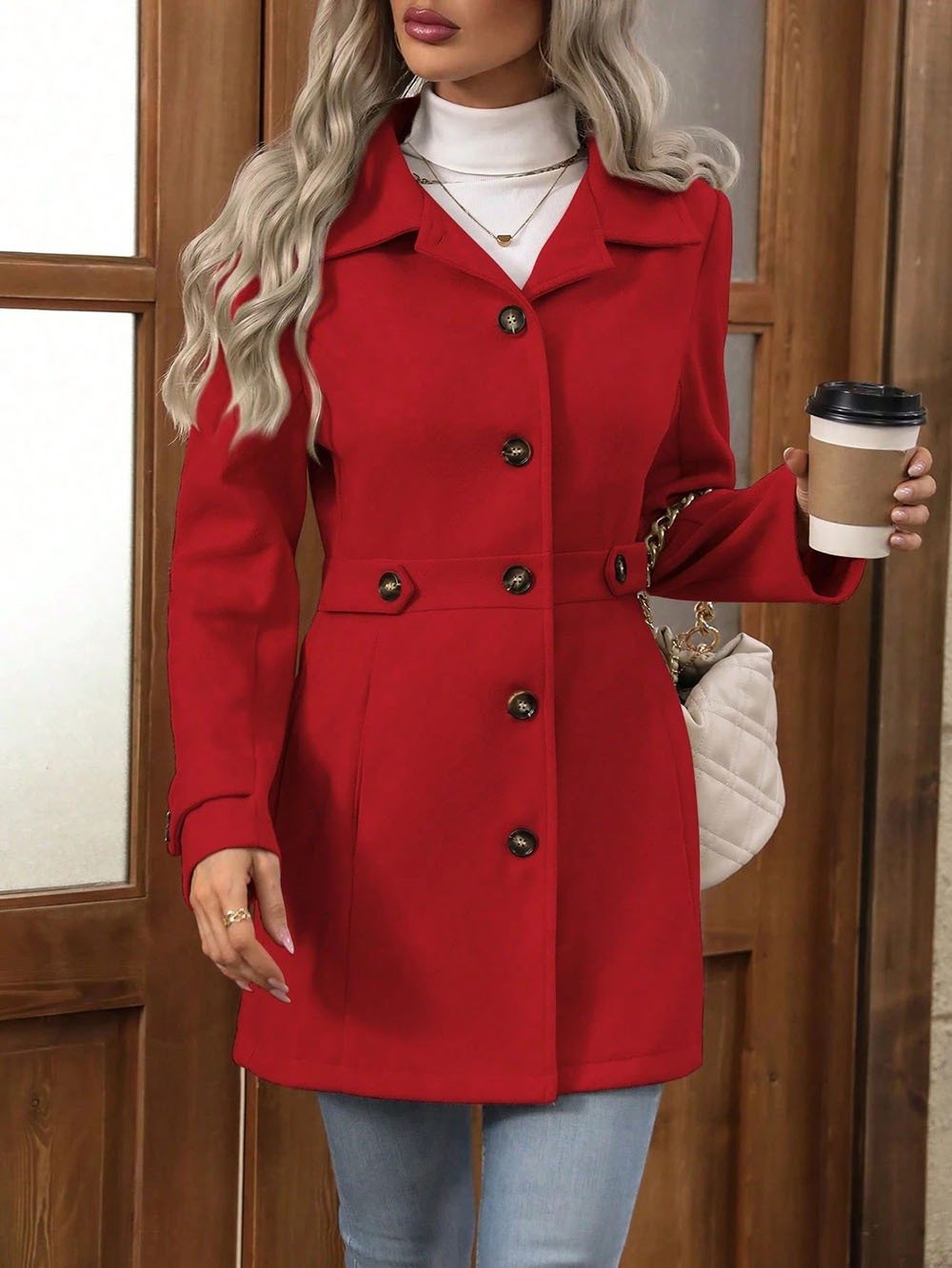 Women Spring/Fall Outerwear Casual Plain Long Sleeve Shawl Collar Jacket