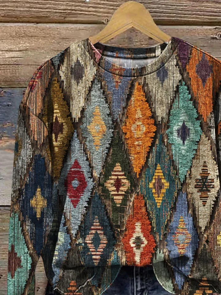 Casual Crew Neck Abstract Sweatshirt Printing