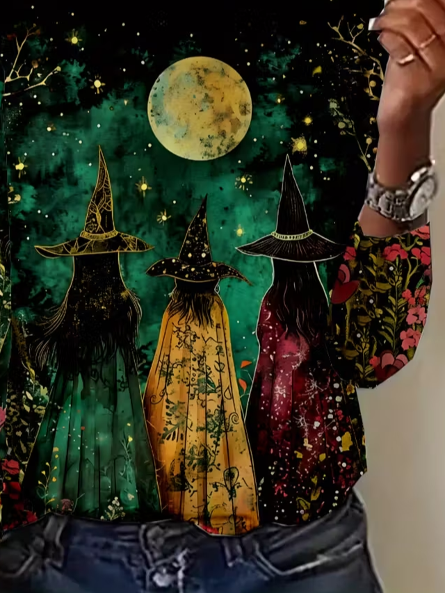 Casual Halloween Crew Neck Long Sleeve T-shirt