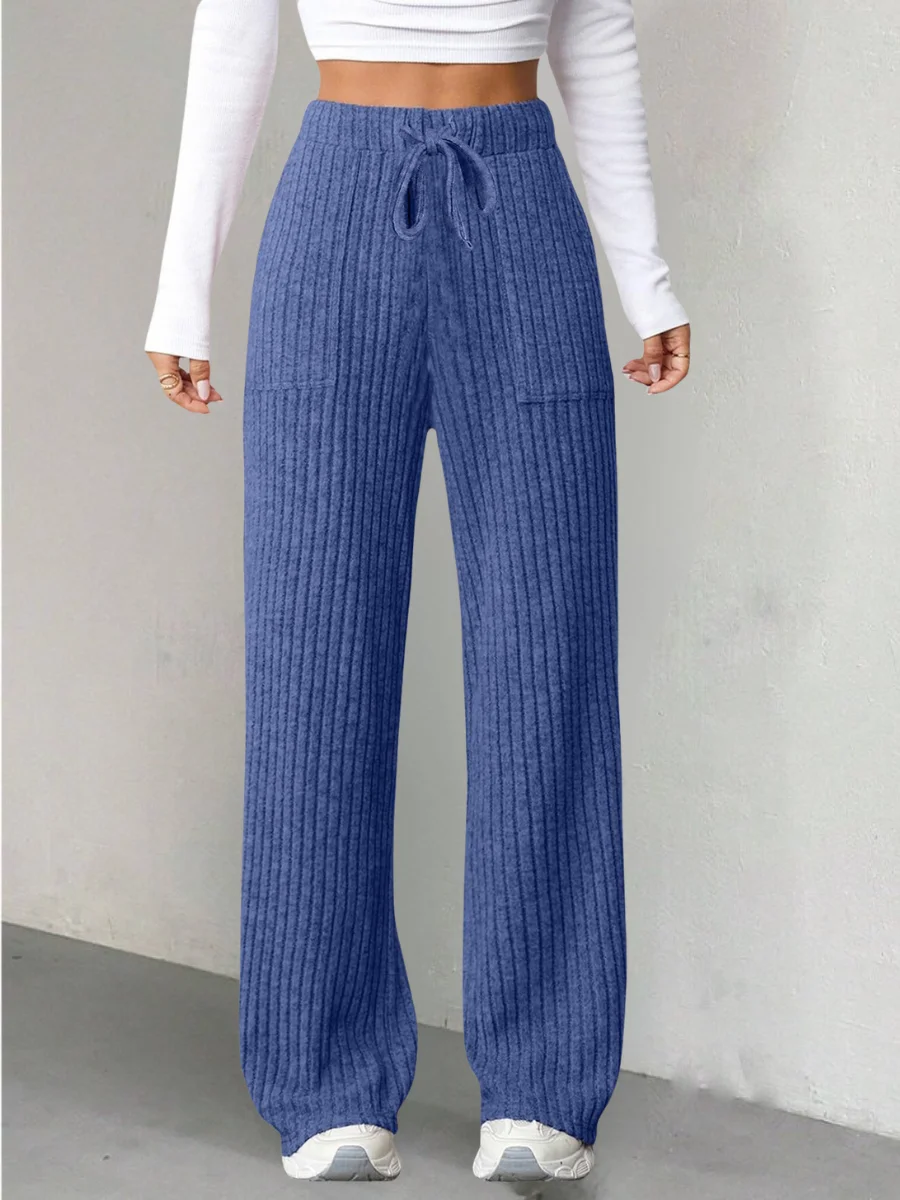 Women Plain Long Elastic Waist Pants Casual Spring/Fall Trousers