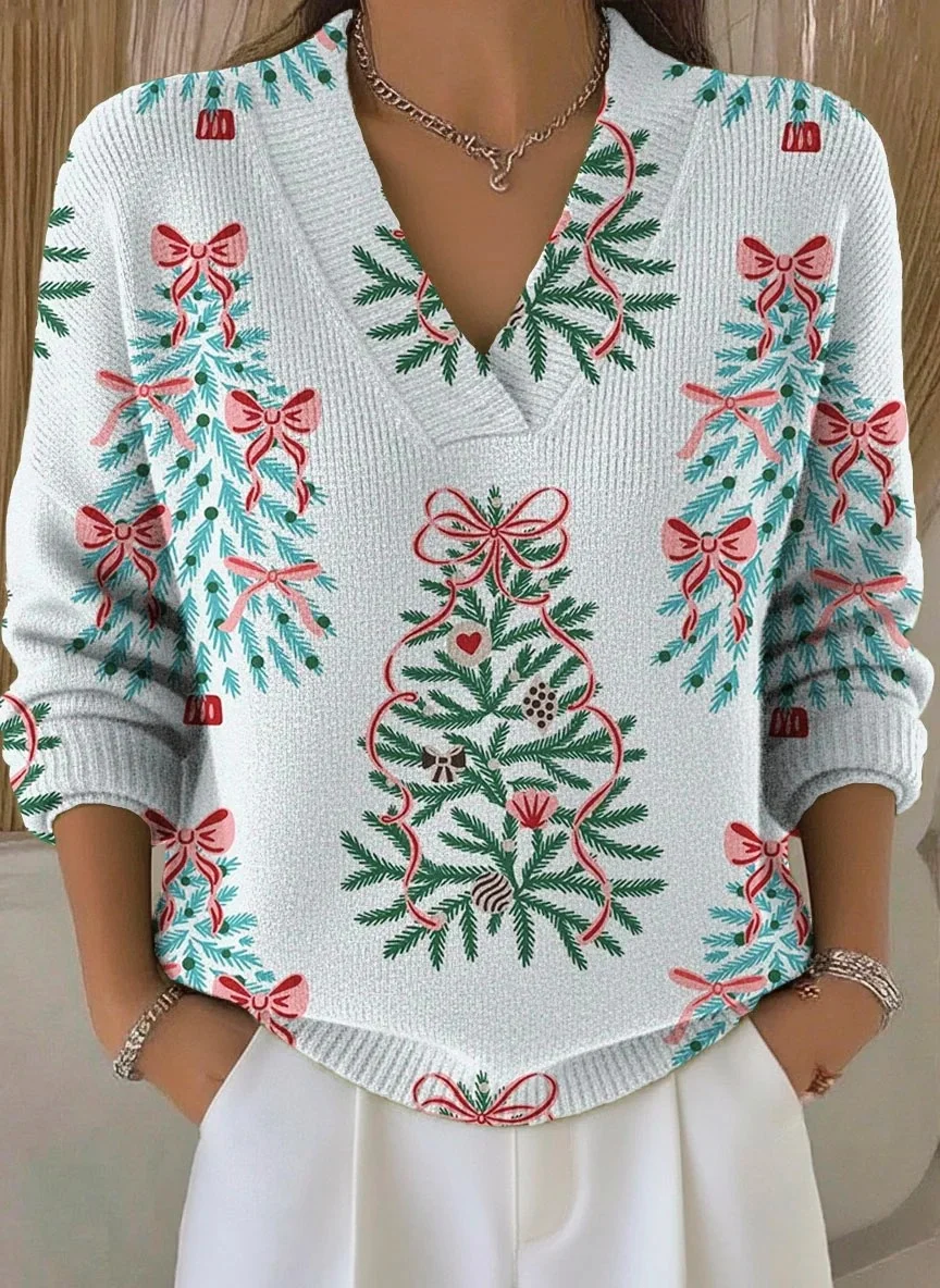 Women Santa Claus Long Sleeve Comfy Vintage Sweater