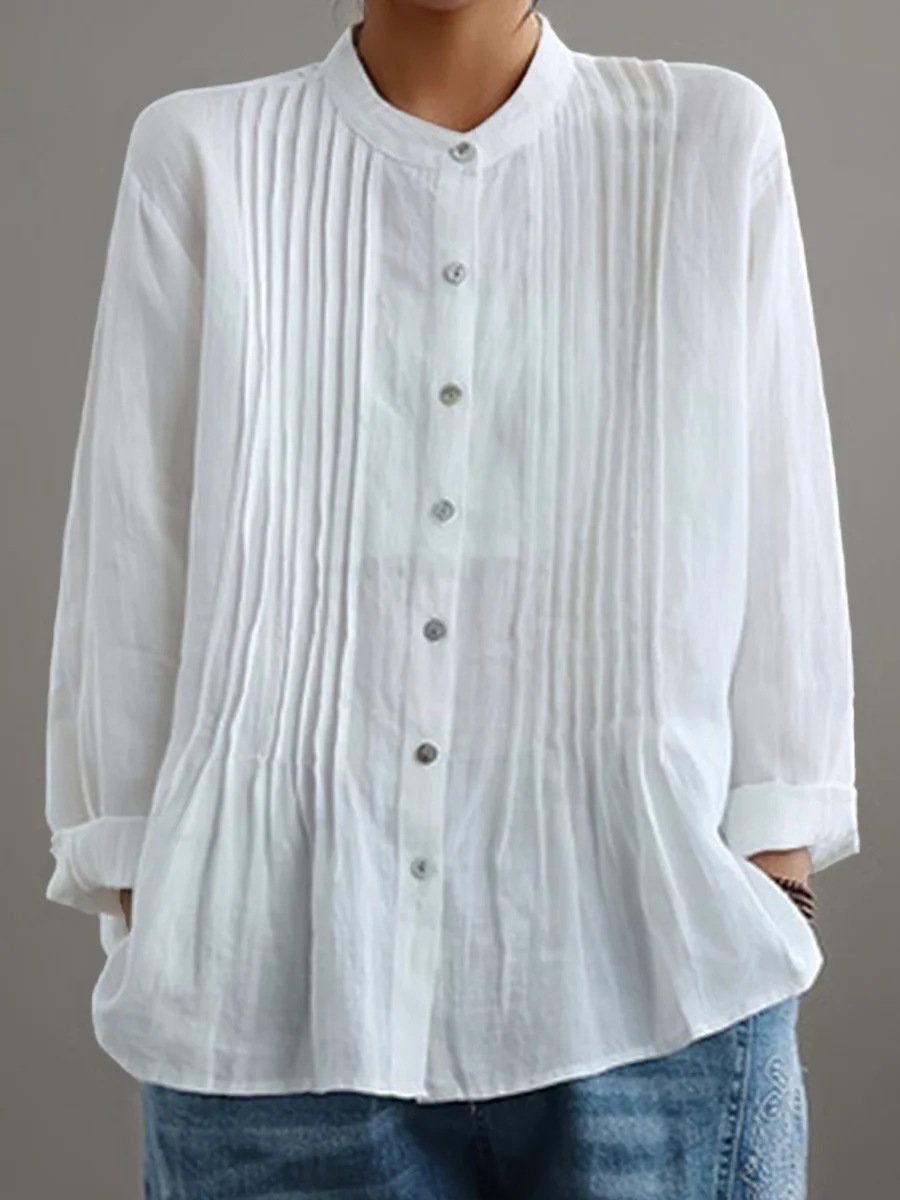 Long Sleeve Plain Regular Loose Shirt For Women