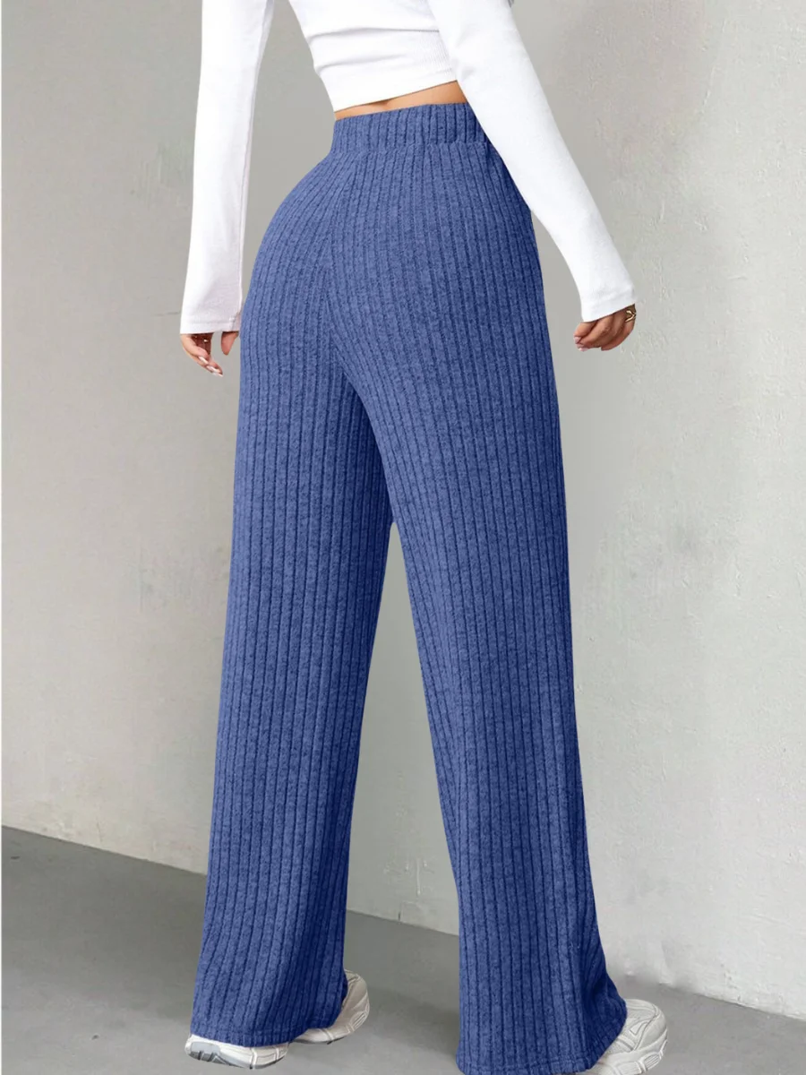 Women Plain Long Elastic Waist Pants Casual Spring/Fall Trousers