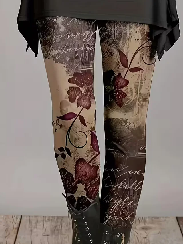 Women Floral Casual All Season Printing Long Leggings
