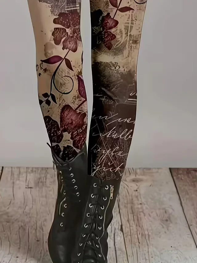 Women Floral Casual All Season Printing Long Leggings