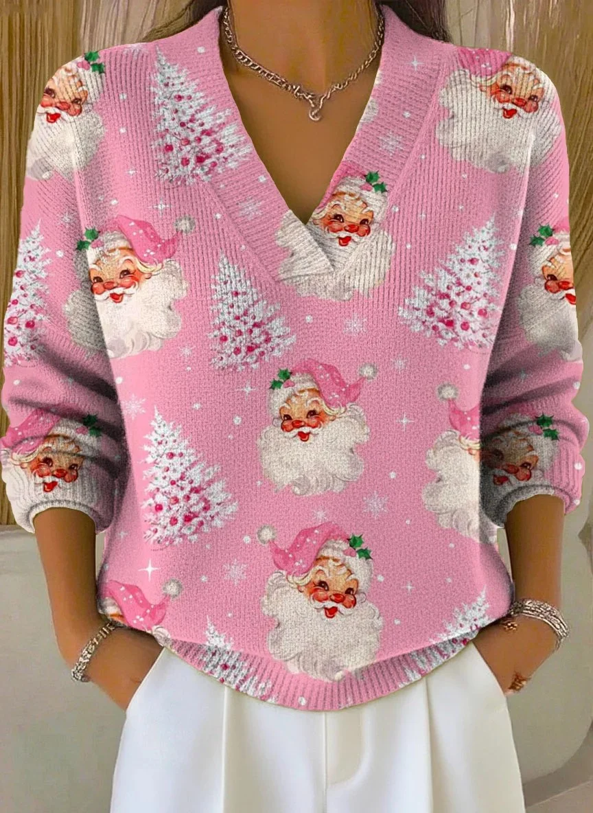 Women Santa Claus Long Sleeve Comfy Vintage Sweater