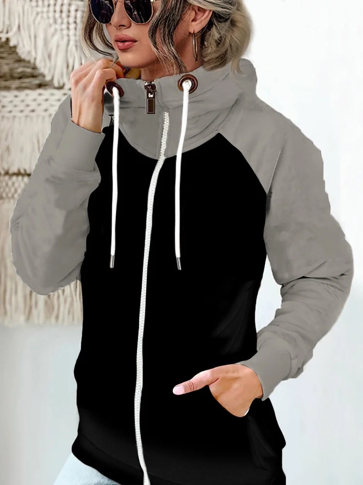 Women Spring/Fall Outerwear Vintage Split Joint Plain Long Sleeve Stand Collar Jacket