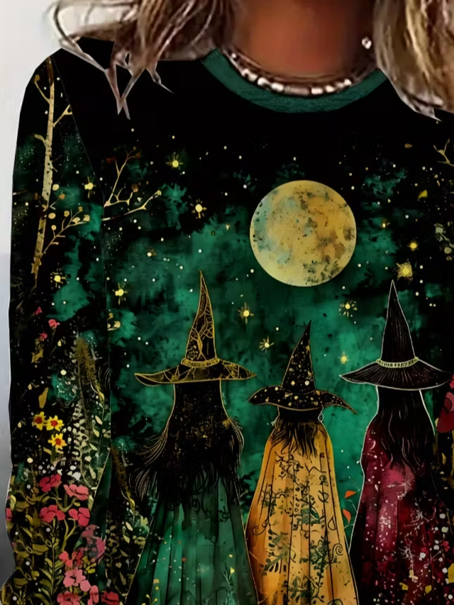 Casual Halloween Crew Neck Long Sleeve T-shirt