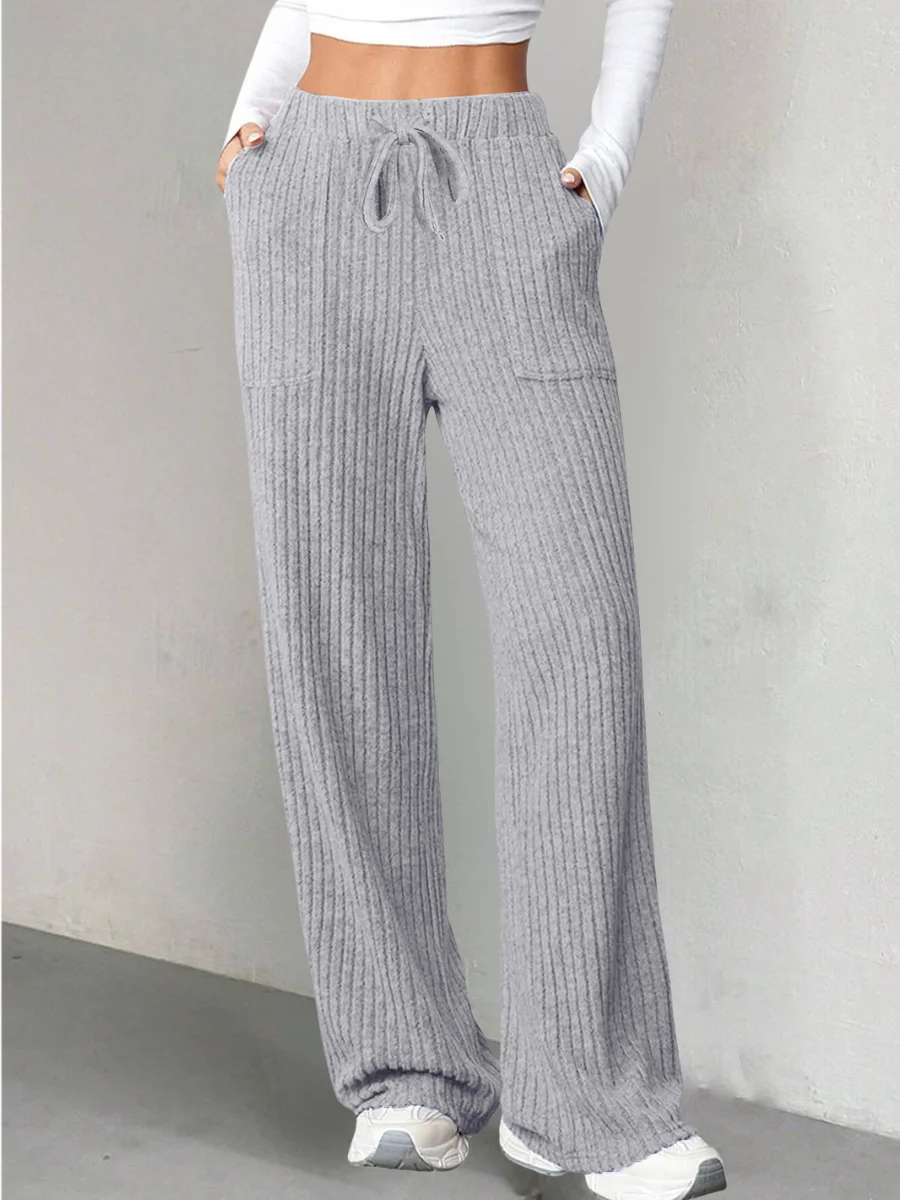 Women Plain Long Elastic Waist Pants Casual Spring/Fall Trousers