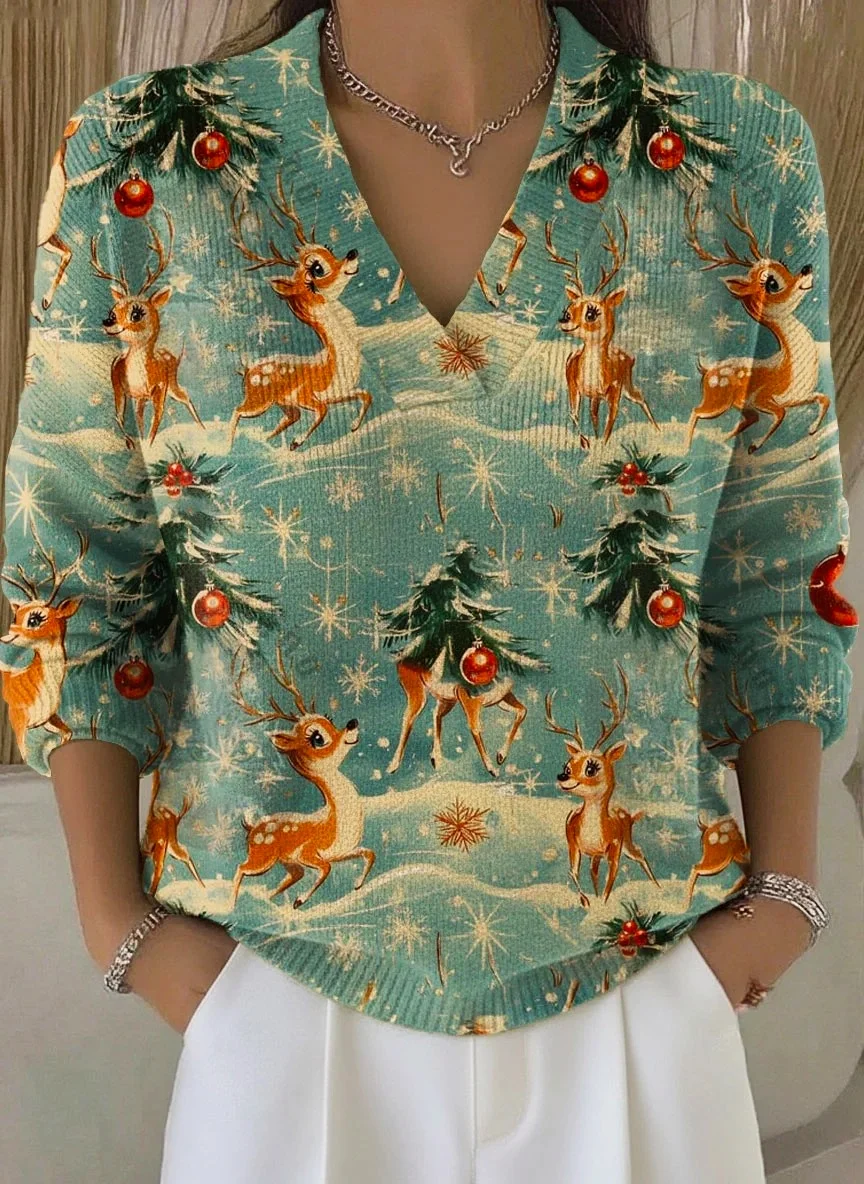 Women Christmas Long Sleeve Comfy Vintage Sweater