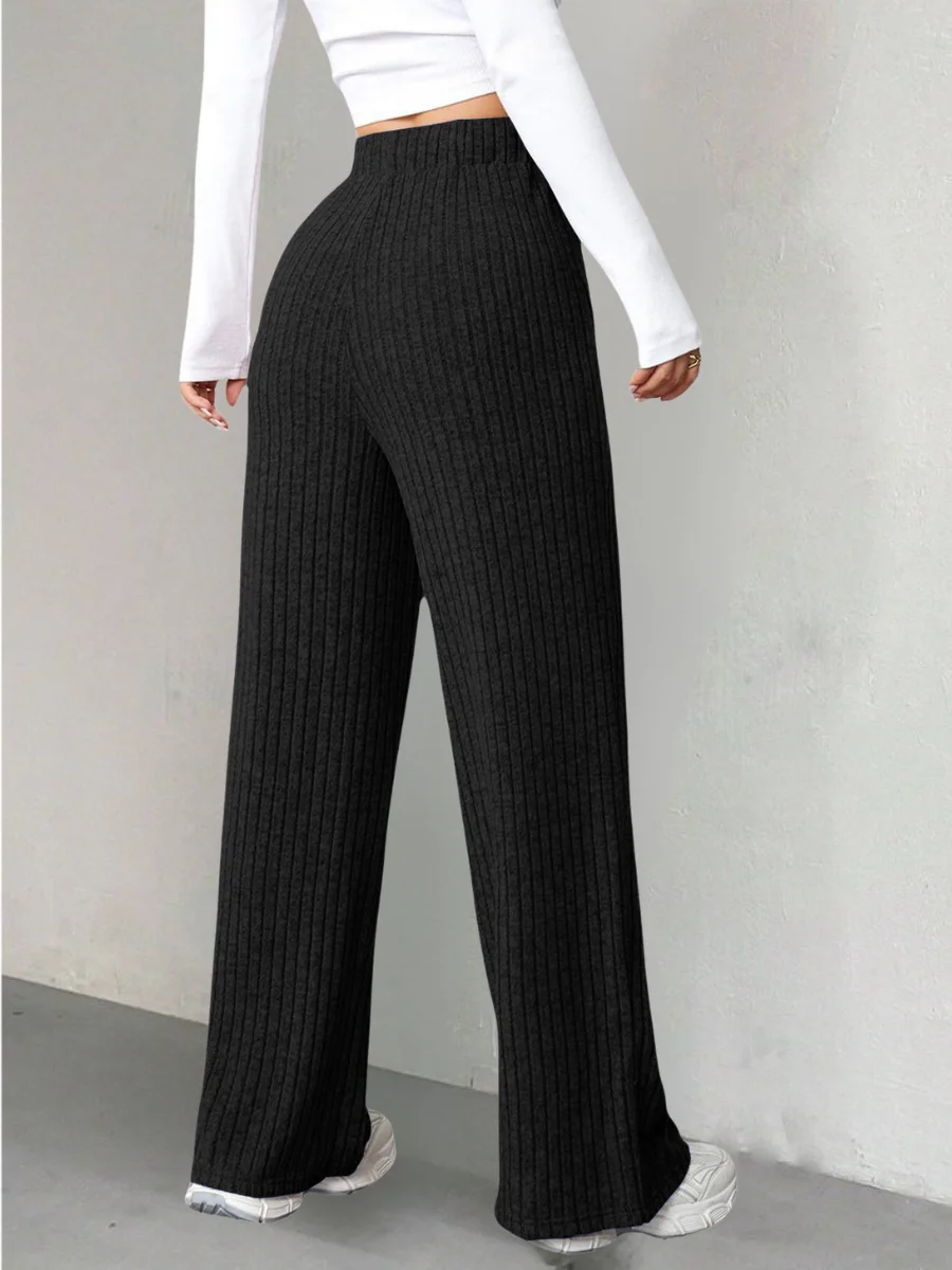 Women Plain Long Elastic Waist Pants Casual Spring/Fall Trousers