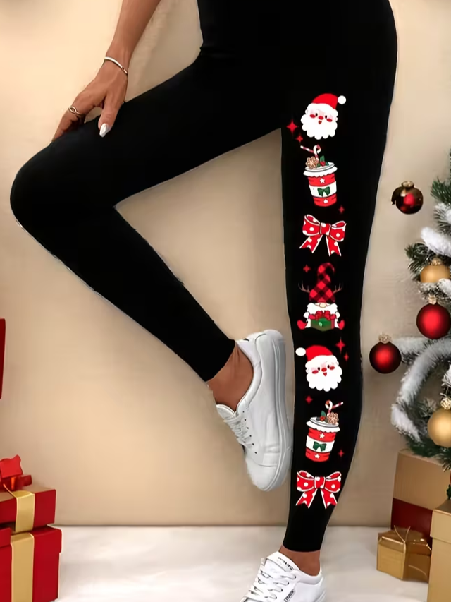 Women Christmas Casual All Season Printing Long Leggings