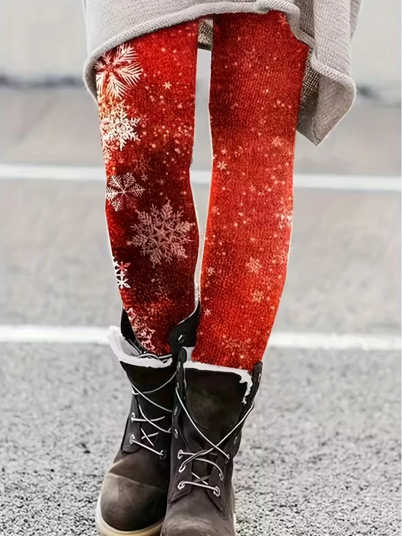 Women Christmas Casual All Season Printing Long Leggings