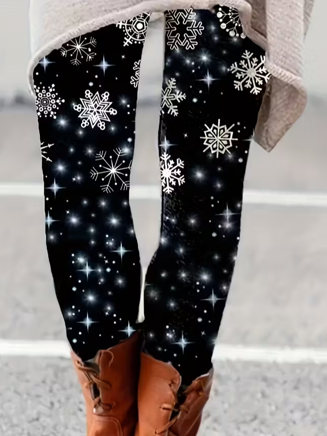 Women Christmas Casual All Season Printing Long Leggings