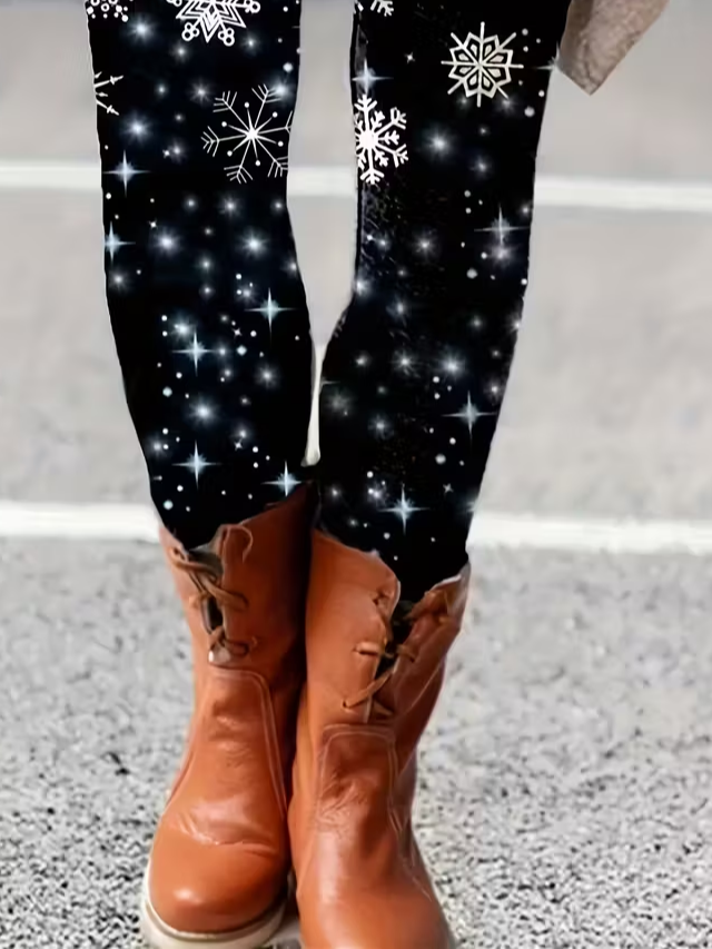 Women Christmas Casual All Season Printing Long Leggings
