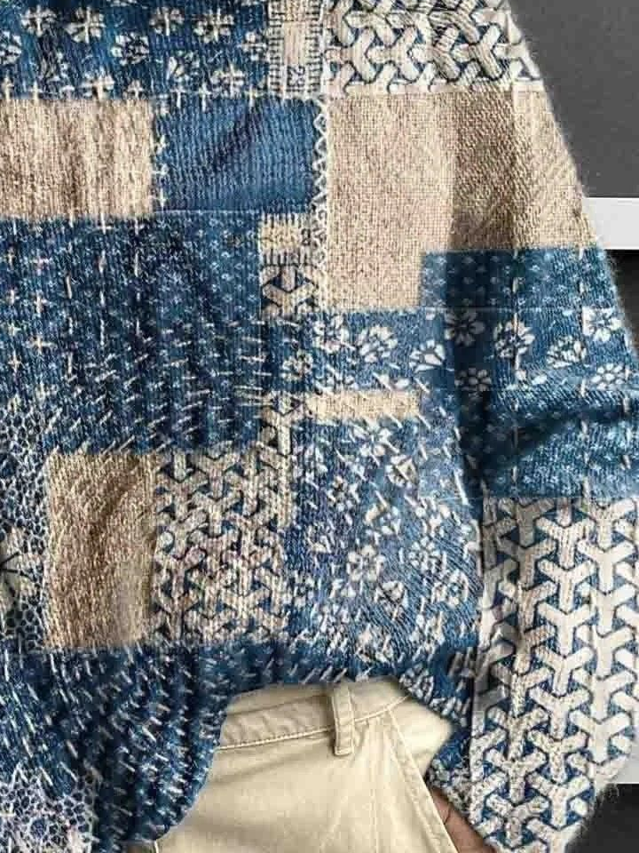 Women Abstract Long Sleeve Comfy Vintage Printing Sweater