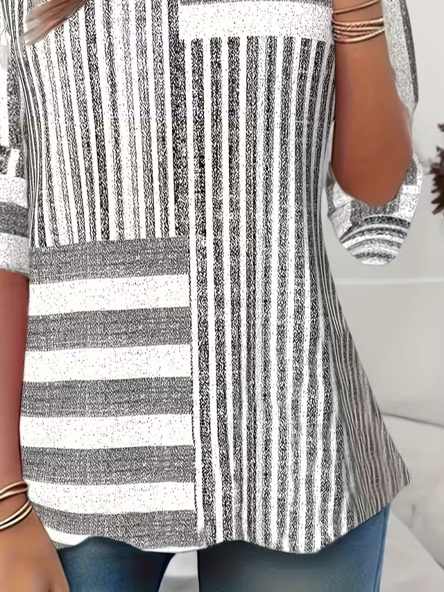 Casual Striped Crew Neck Long Sleeve T-shirt