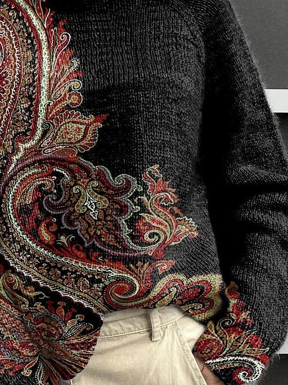 Women Ethnic Long Sleeve Comfy Vintage Printing Sweater