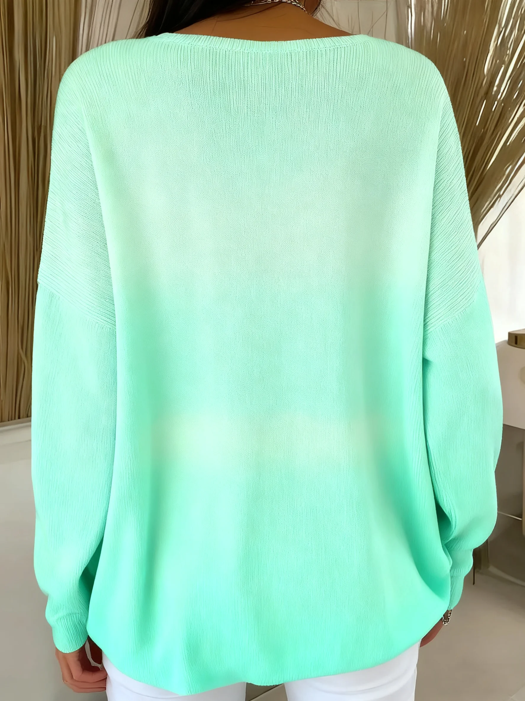 Women Cotton Ombre Long Sleeve Comfy Casual Sweater