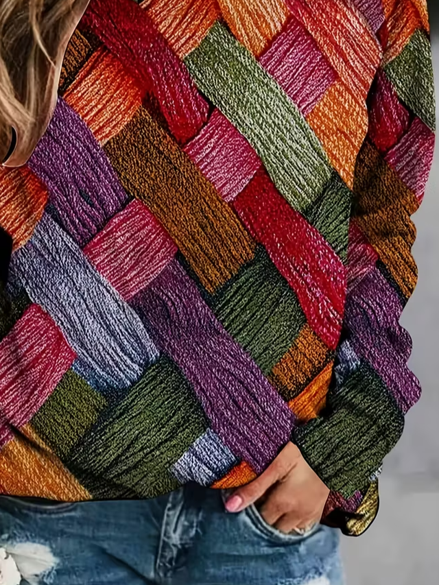 Casual Abstract Crew Neck Long Sleeve T-shirt