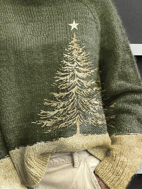 Women Christmas Long Sleeve Comfy Vintage Printing Sweater