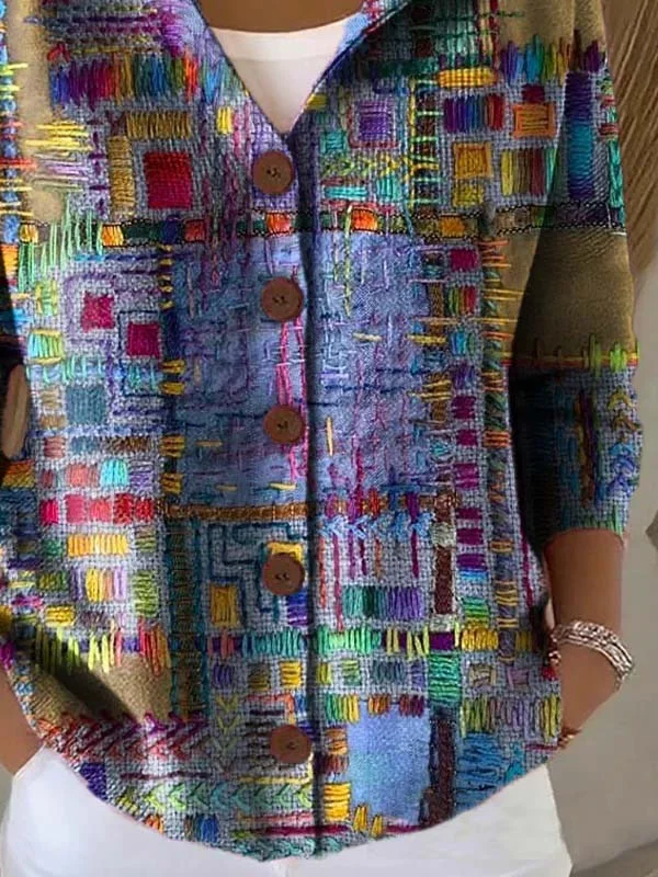 Women Abstract Long Sleeve Comfy Casual Printing Cardigan