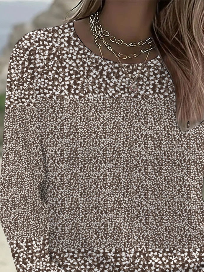 Casual Floral Crew Neck Long Sleeve T-shirt