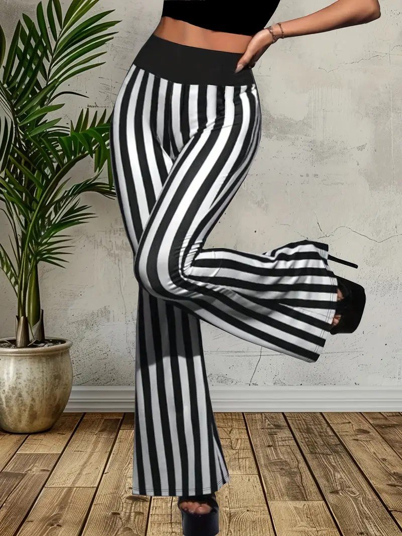 Women Striped Long Pants Casual Spring/Fall Trousers