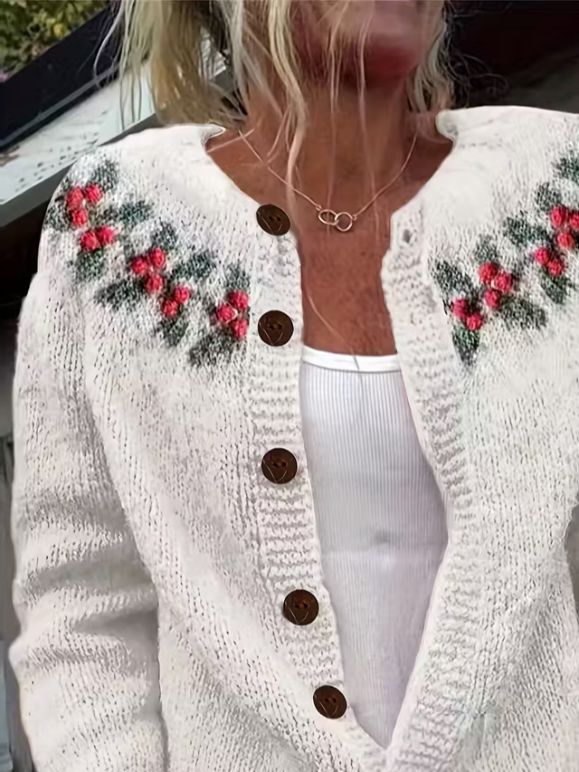 Women Floral Long Sleeve Comfy Vintage Printing Cardigan