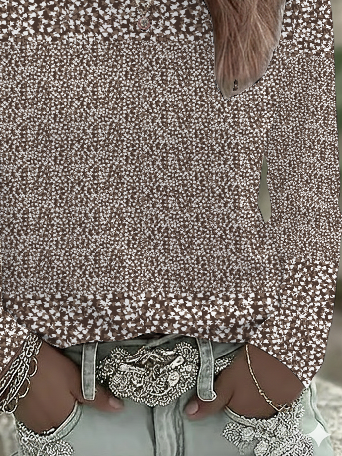 Casual Floral Crew Neck Long Sleeve T-shirt